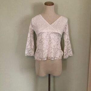 Hype White Lace Tie Back Blouse Sz: S